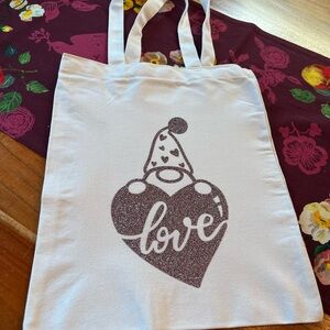 White Tote Bag with Glitter Heart Design